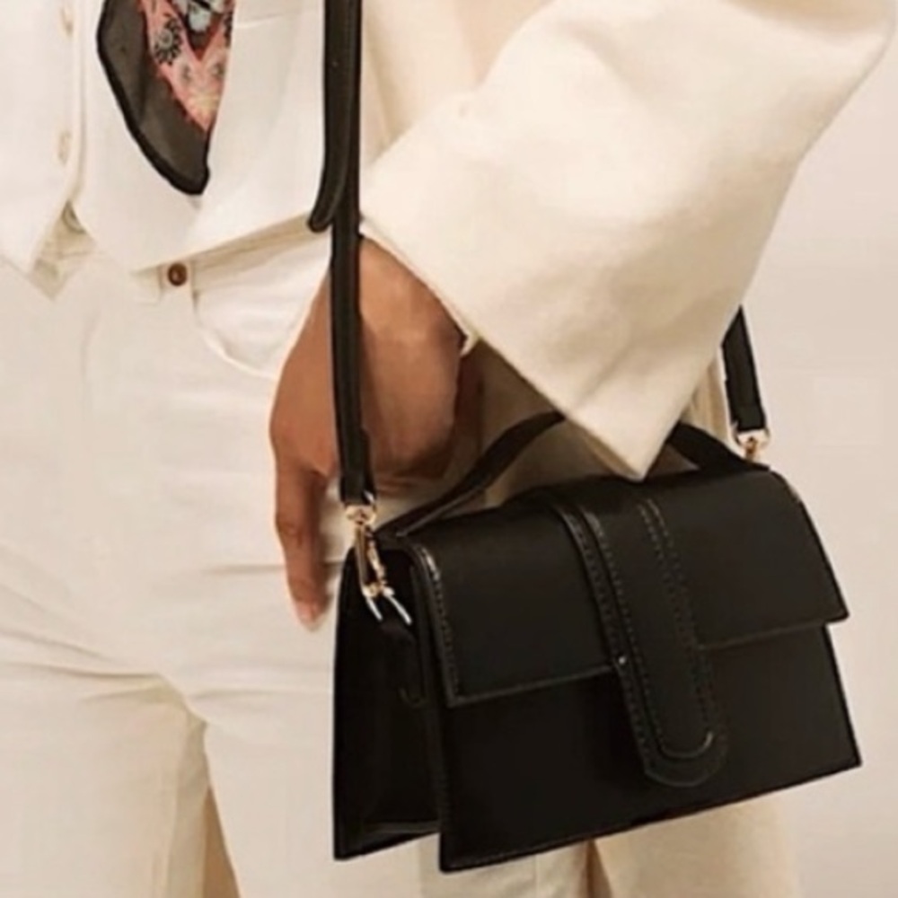 Kayla + Ava Elegant Black Vegan Leather Handbag NEW